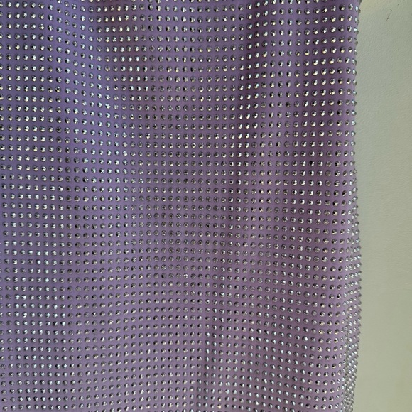 EMBELLISHED Spaghetti Strap V-neck Rhinestone Mini DRESS in Purple Lavender sz S - Picture 6 of 7